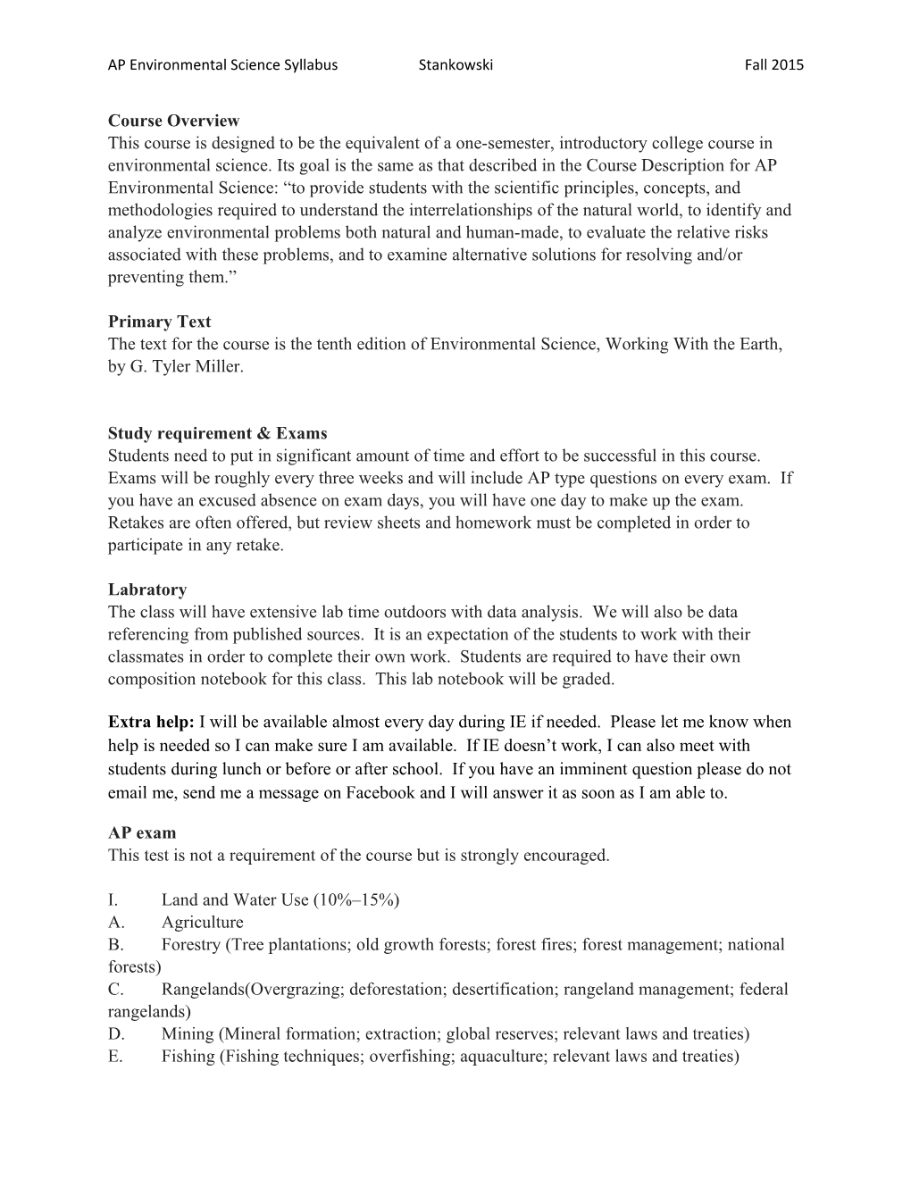 AP Environmental Science Syllabusstankowskifall 2015