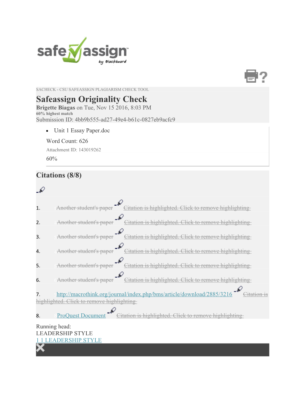 Sacheck - CSU Safeassign Plagiarism Check Tool
