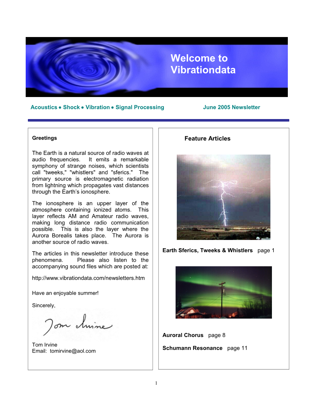 Acoustics Shock Vibration Signal Processing June 2005 Newsletter