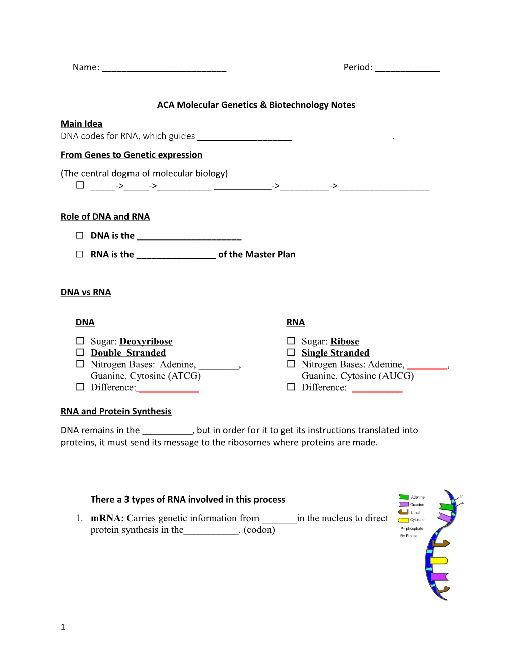 ACA Molecular Genetics & Biotechnology Notes