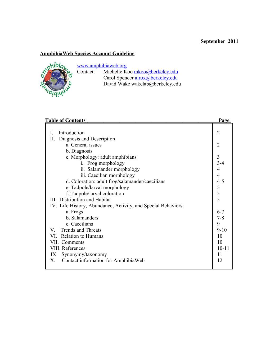 Amphibiaweb Species Accounts