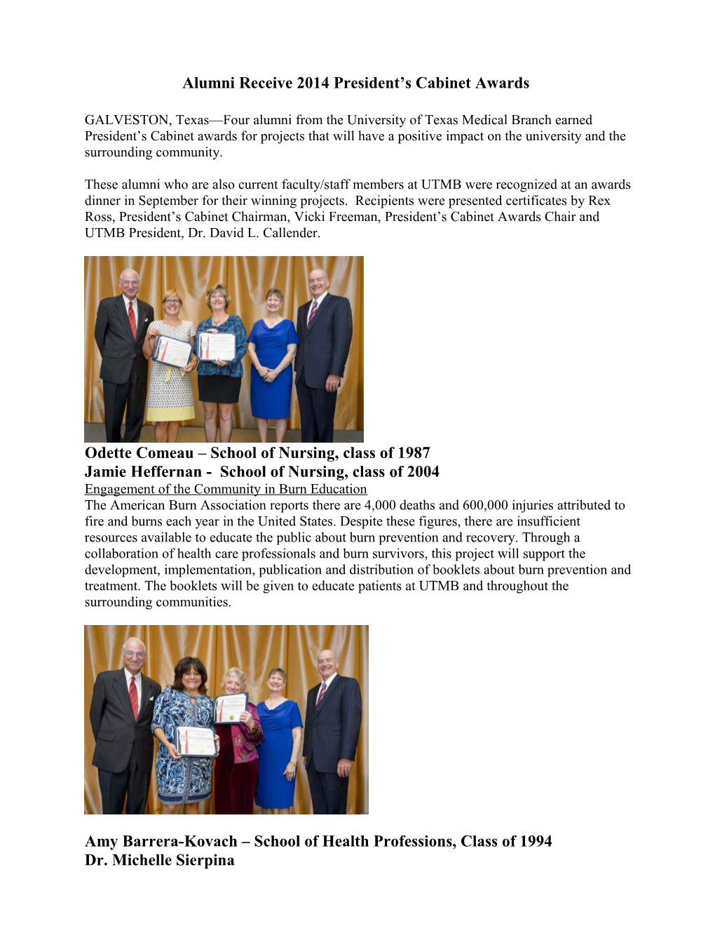 Alumni Receive 2014 President S Cabinet Awards