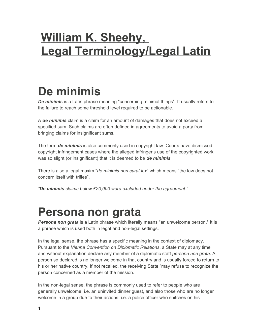 Legal Terminology/Legal Latin