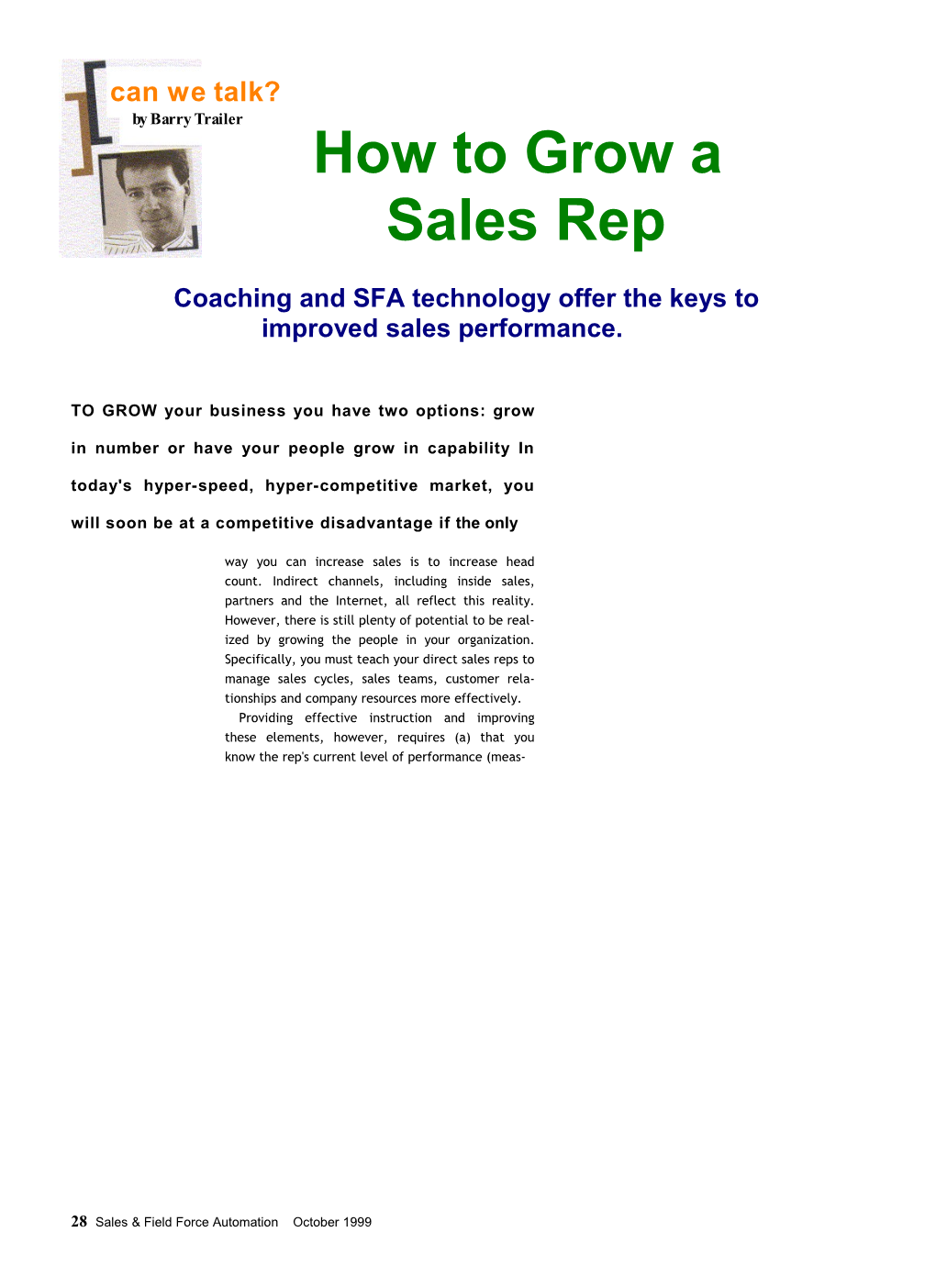 How to Grow a Sales Rep