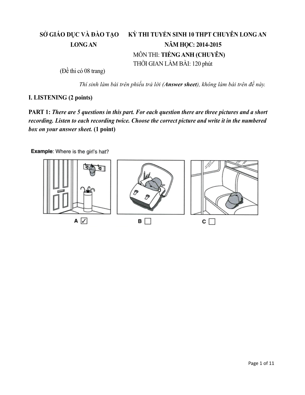 Sở Giáodụcvàđàotạo Kỳthituyển Sinh 10 Thpt Chuyên Long An