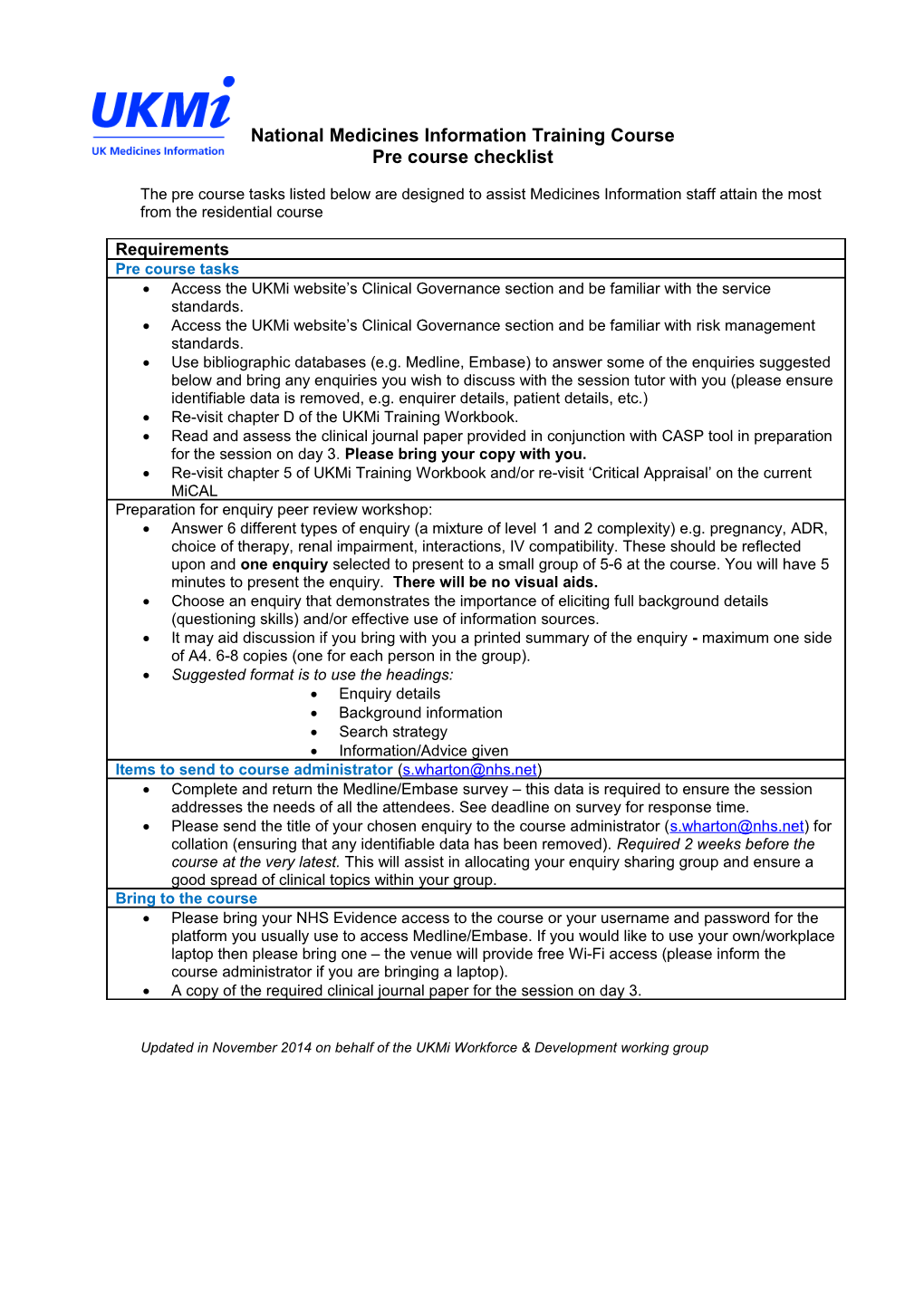 National Medicines Information Training