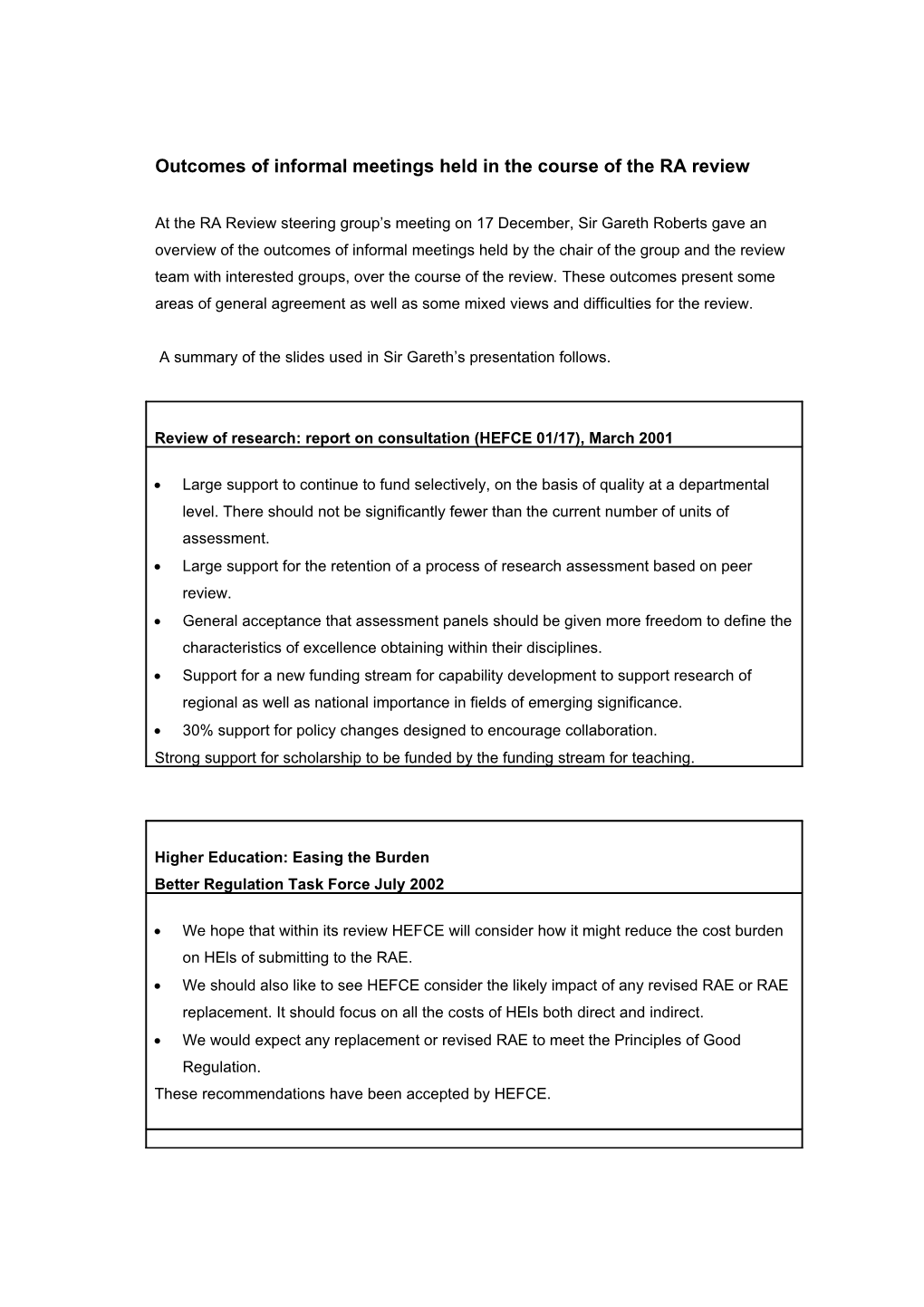 Research Assessment (Sexennial)