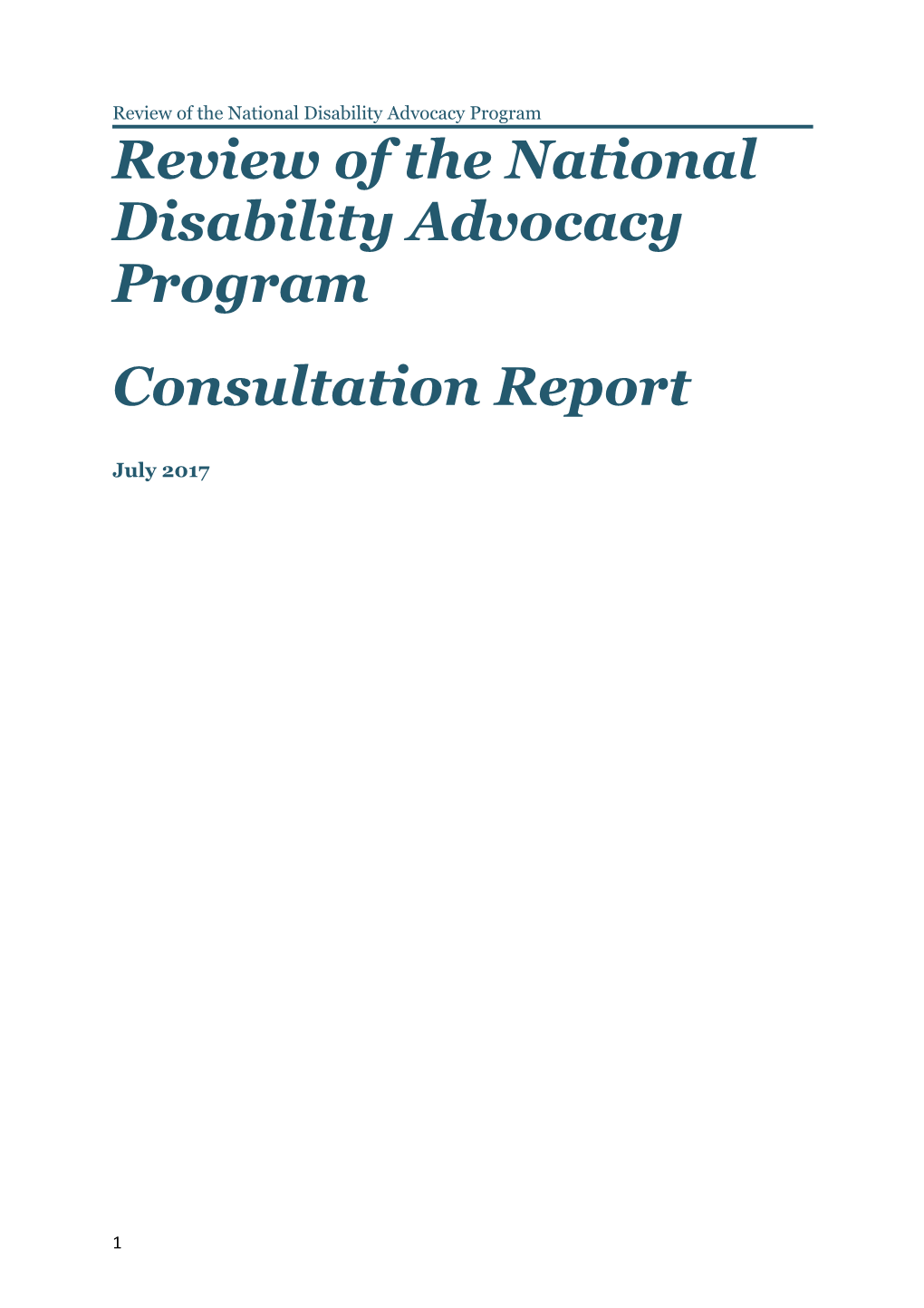 Review of the National Disability Advocacy Program