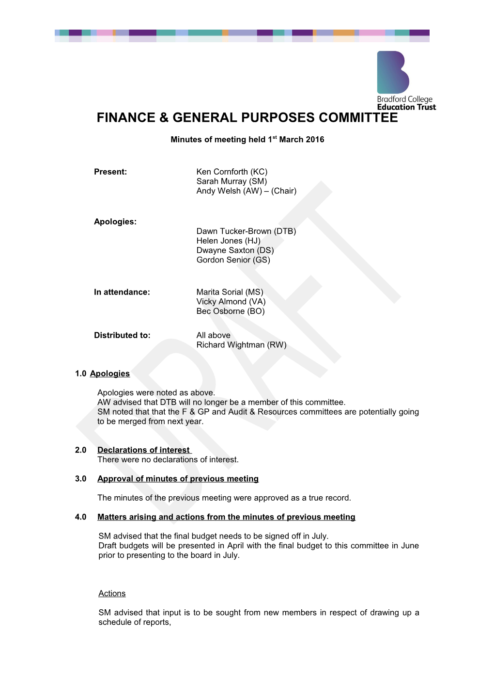 Finance & General Purposes Committee