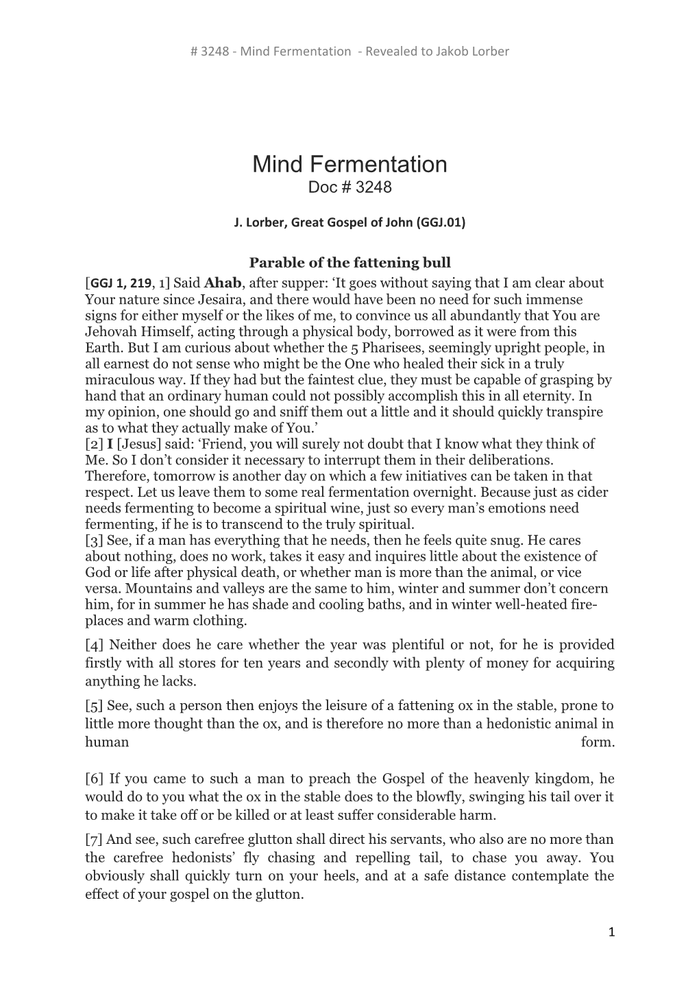 3248 - Mind Fermentation - Revealed to Jakob Lorber