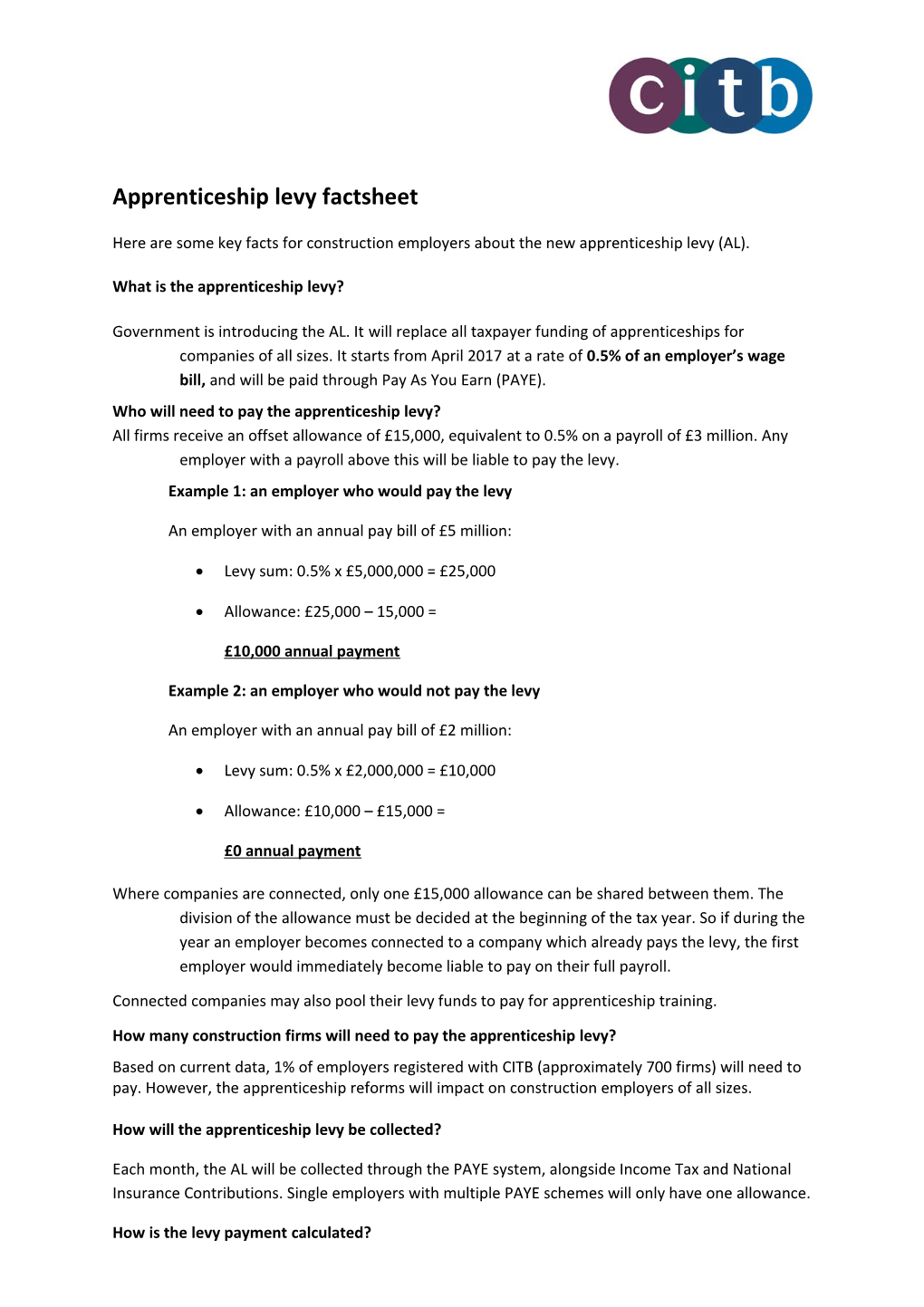Apprenticeship Levy Factsheet