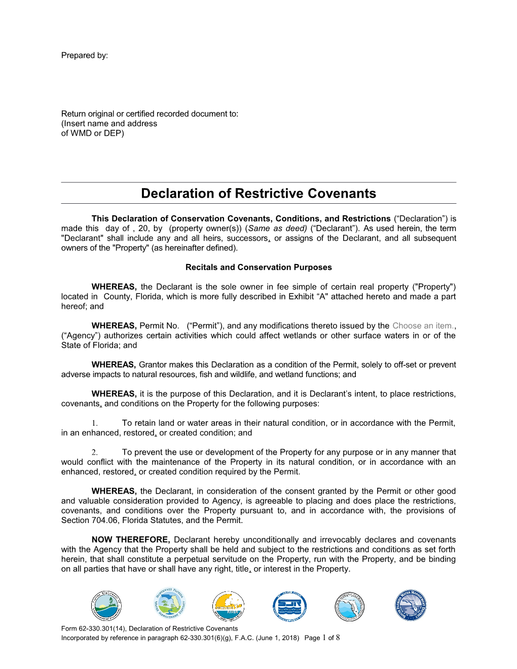 Declaration of Restrictive Covenants