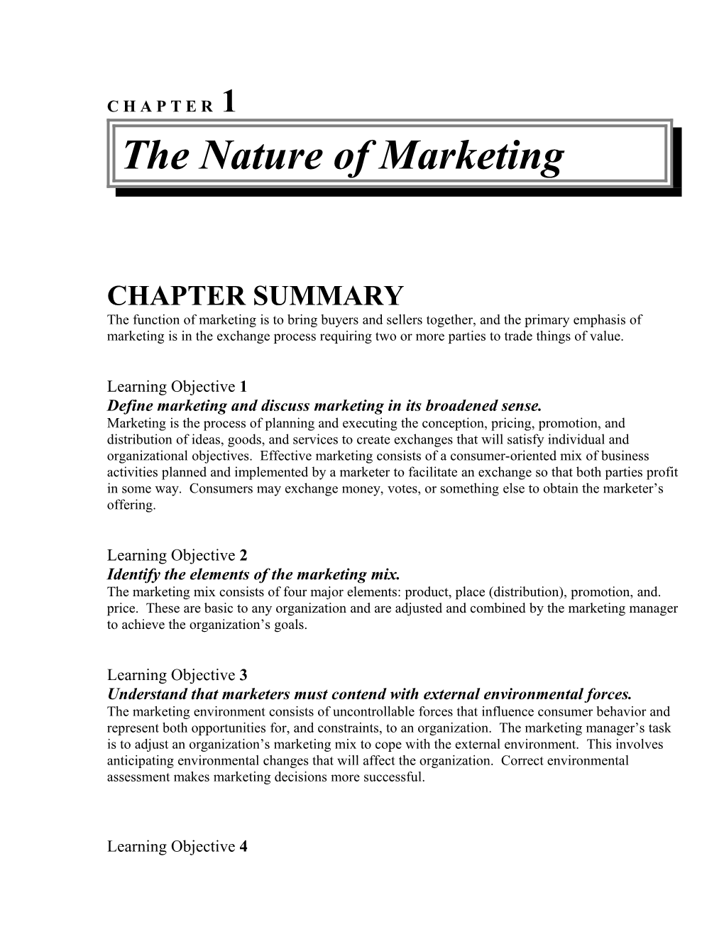 Chapter 1 the Nature of Marketing