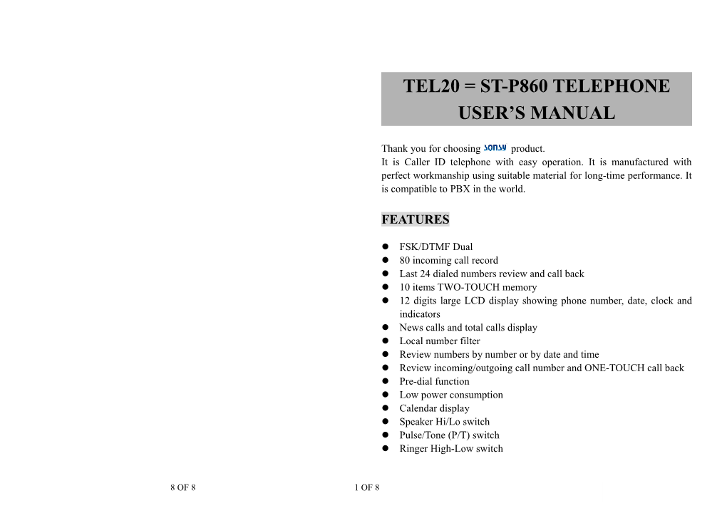 Telephone St-P900 Instruction Manual