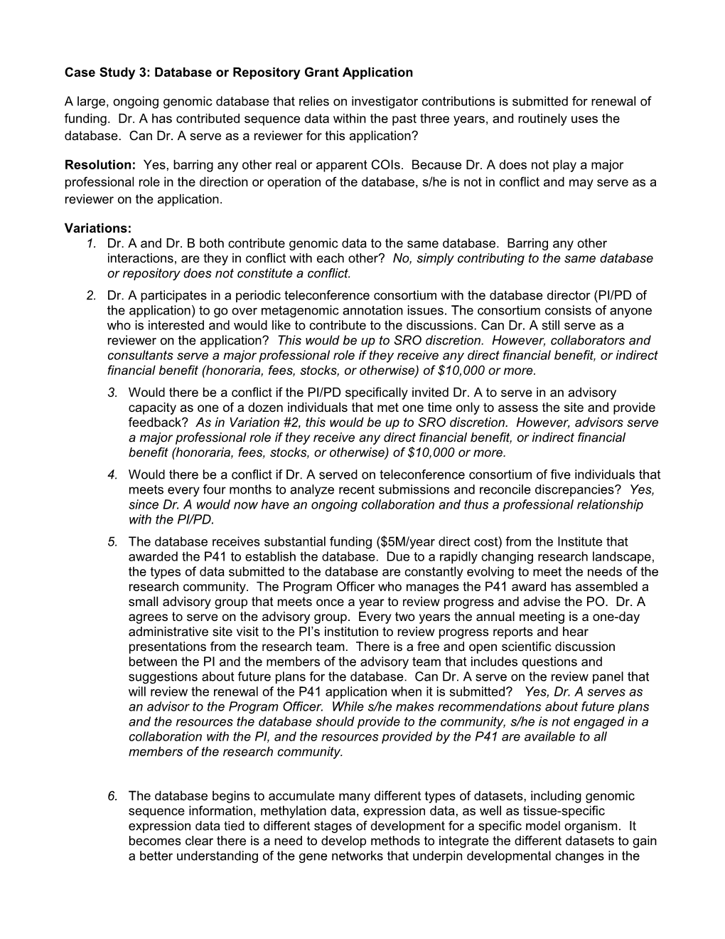 Case Study 3: Database Or Repository Grant Application