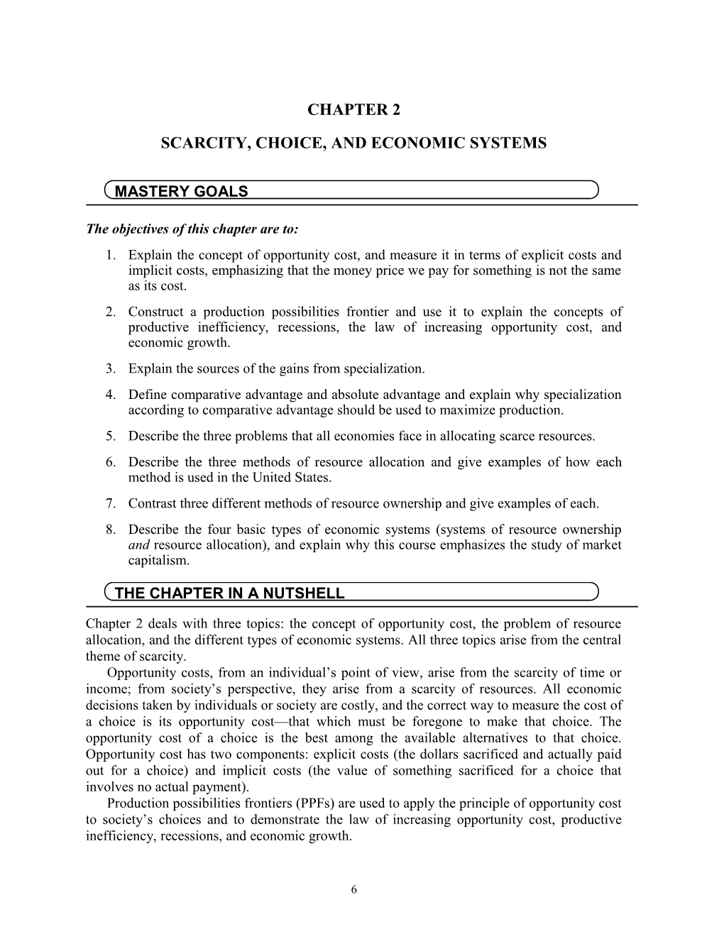 Chapter 2 Scarcity, Choice, and Economic Systems