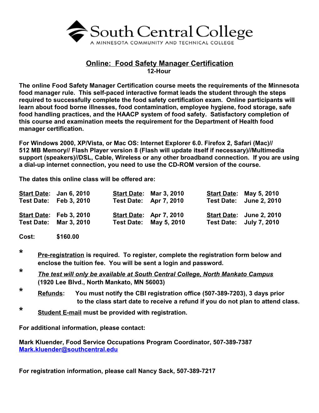 Online: Food Safety Manager Certification