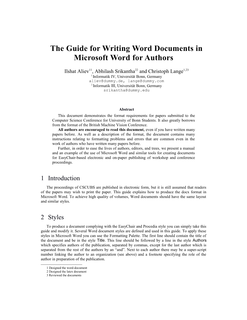 The Guide for Writing Word Documents in Microsoft Word for Authors