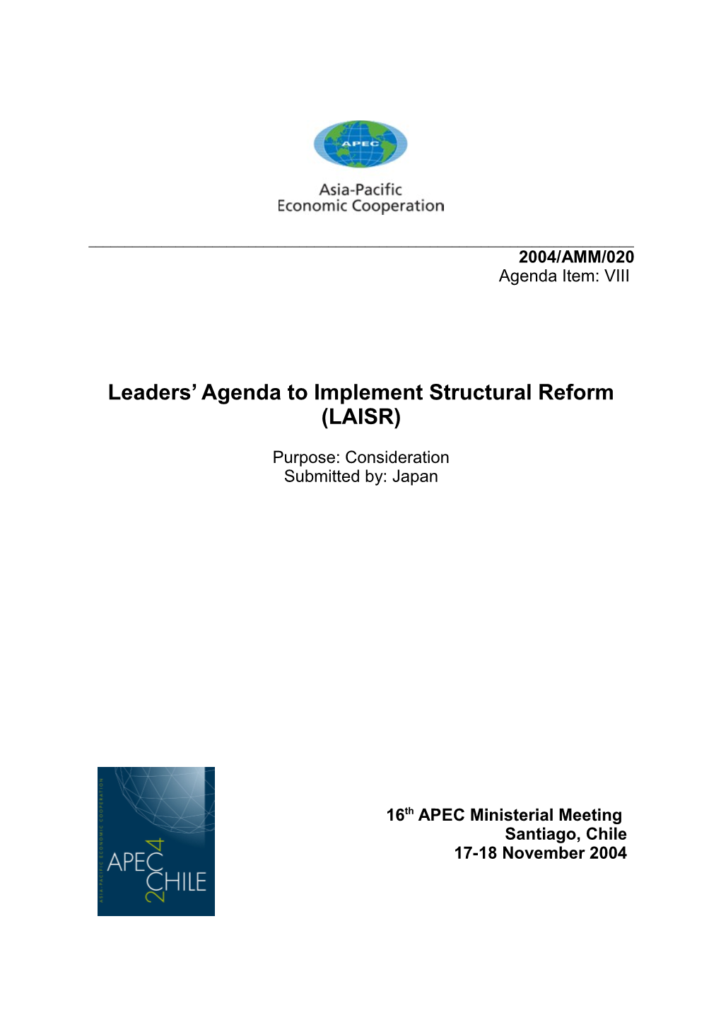 Leaders Agenda to Implement Structural Reform