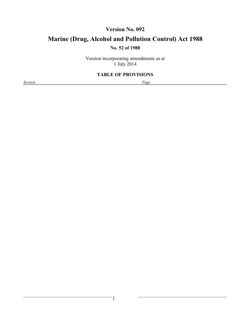 Marine (Drug, Alcohol and Pollution Control) Act 1988