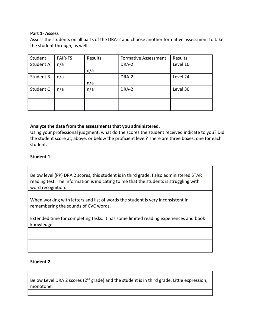 Analyze the Data from the Assessments That You Administered