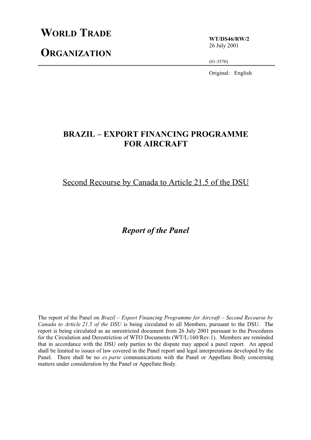 Brazil Export Financing Programme