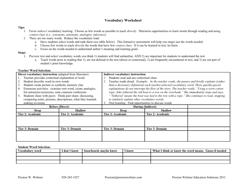 Material Design Worksheet