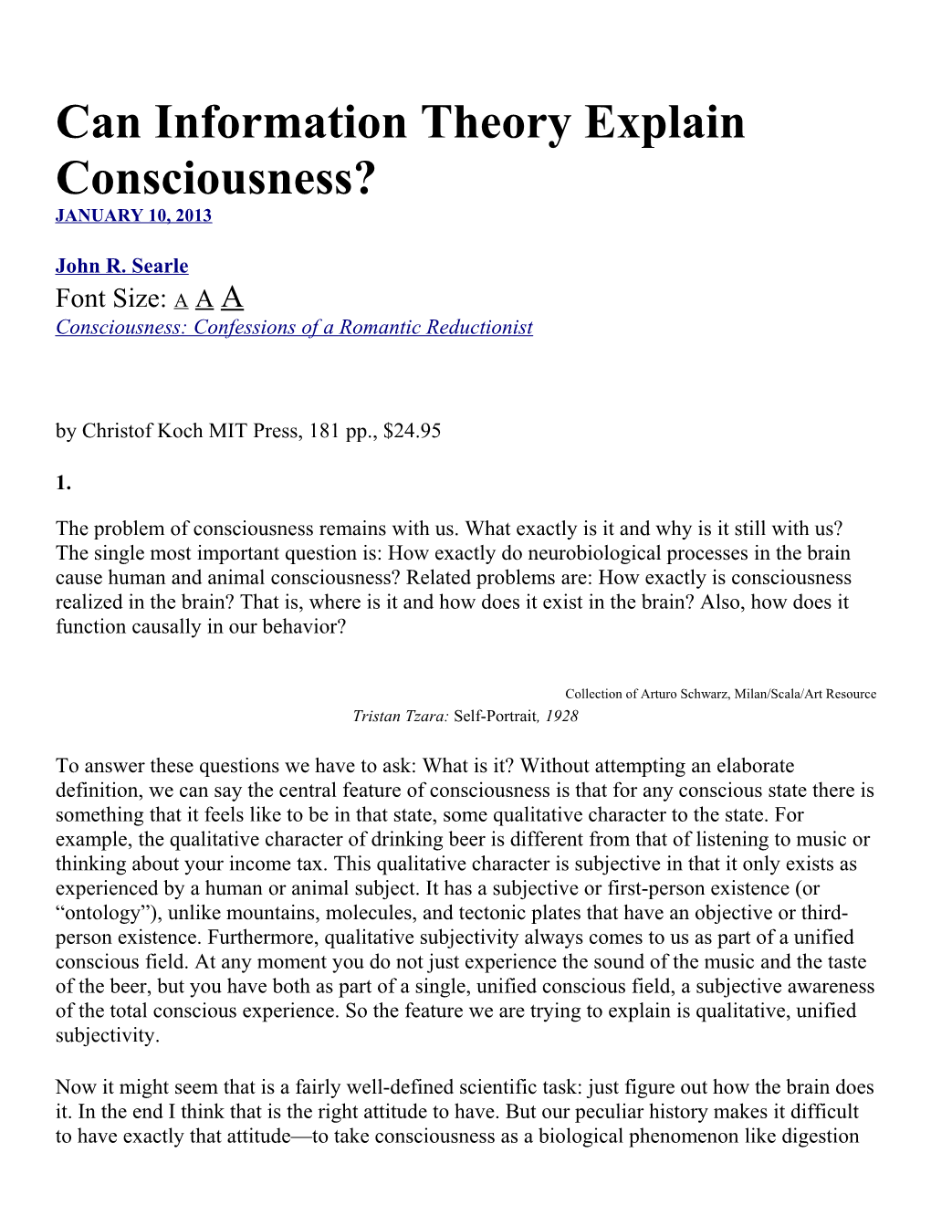 Can Information Theory Explain Consciousness?