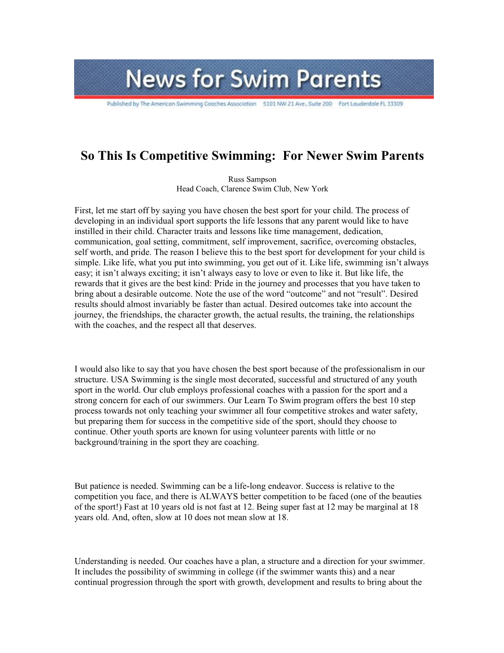 So This Is Competitive Swimming: for Newer Swim Parents
