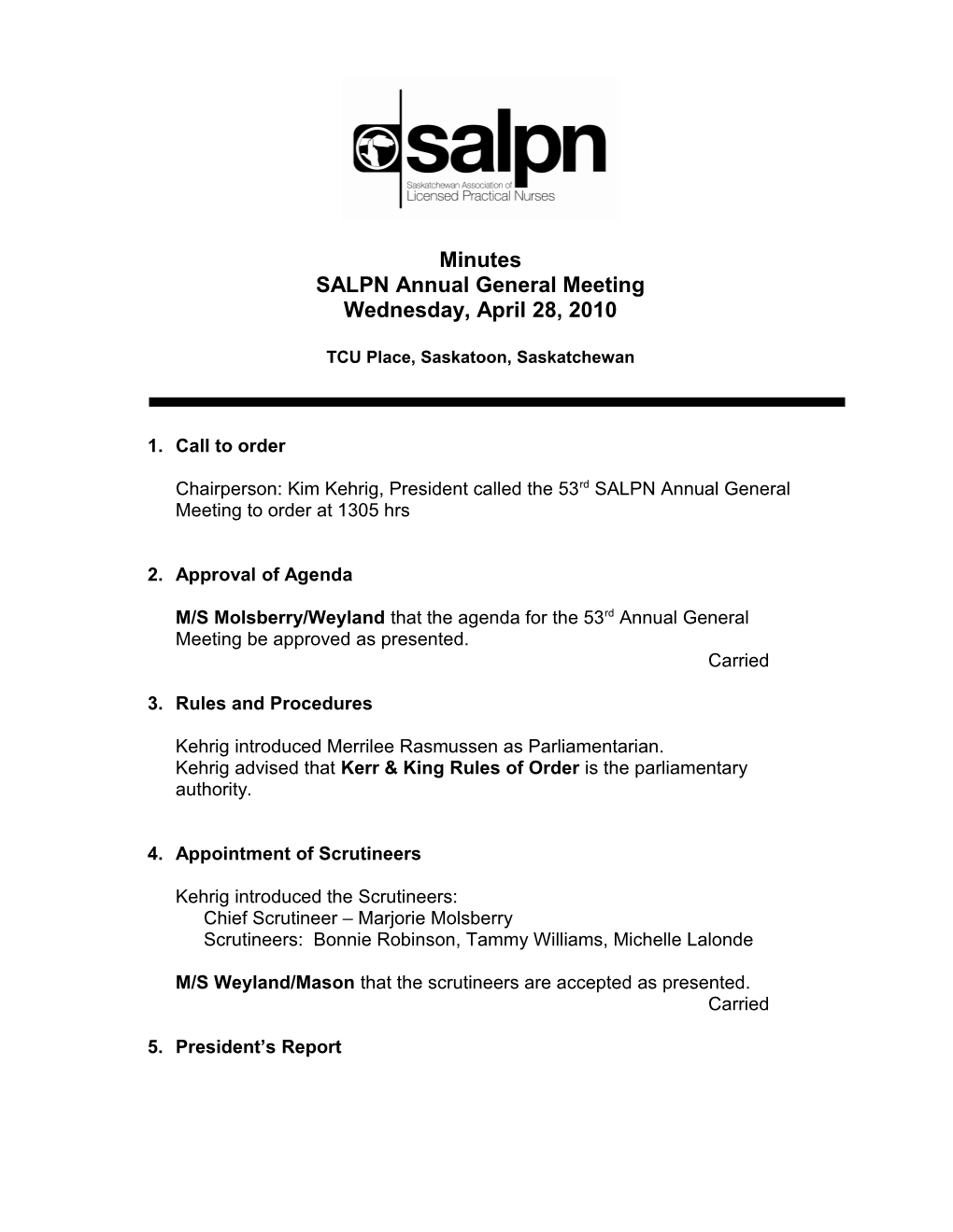 Agenda Items for April 10 Board Meeting
