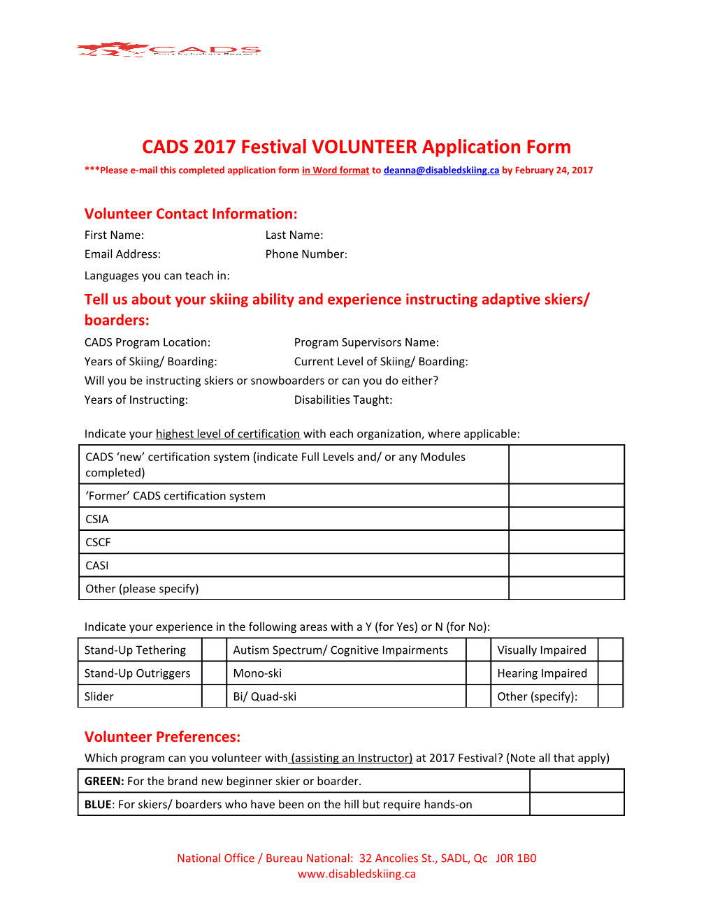 CADS 2017 Festival Volunteerapplication Form