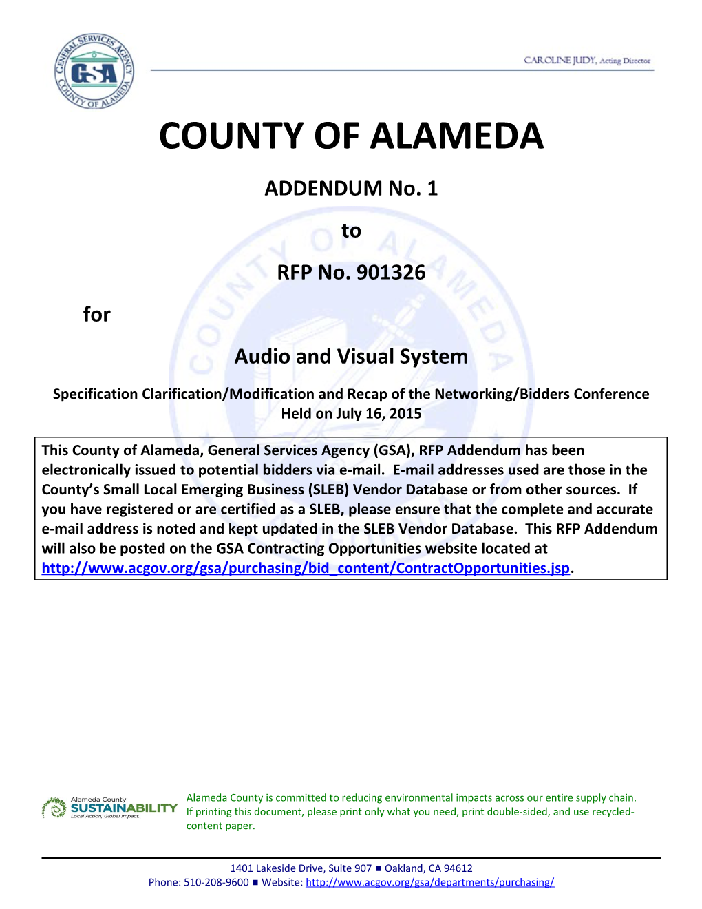 901326 Addendum Audio Visual