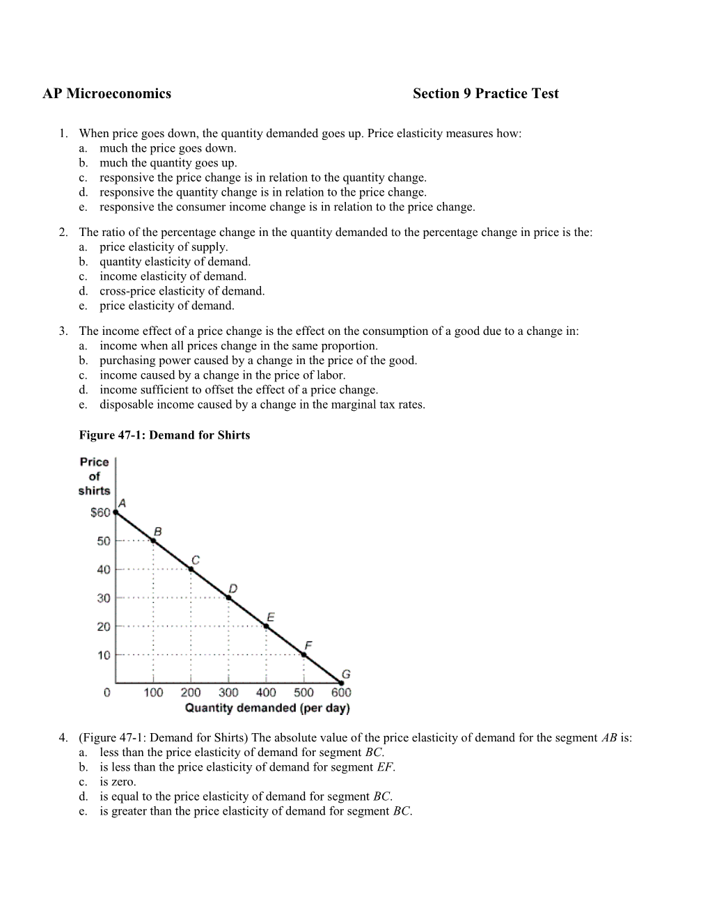 AP Microeconomicssection 9 Practice Test