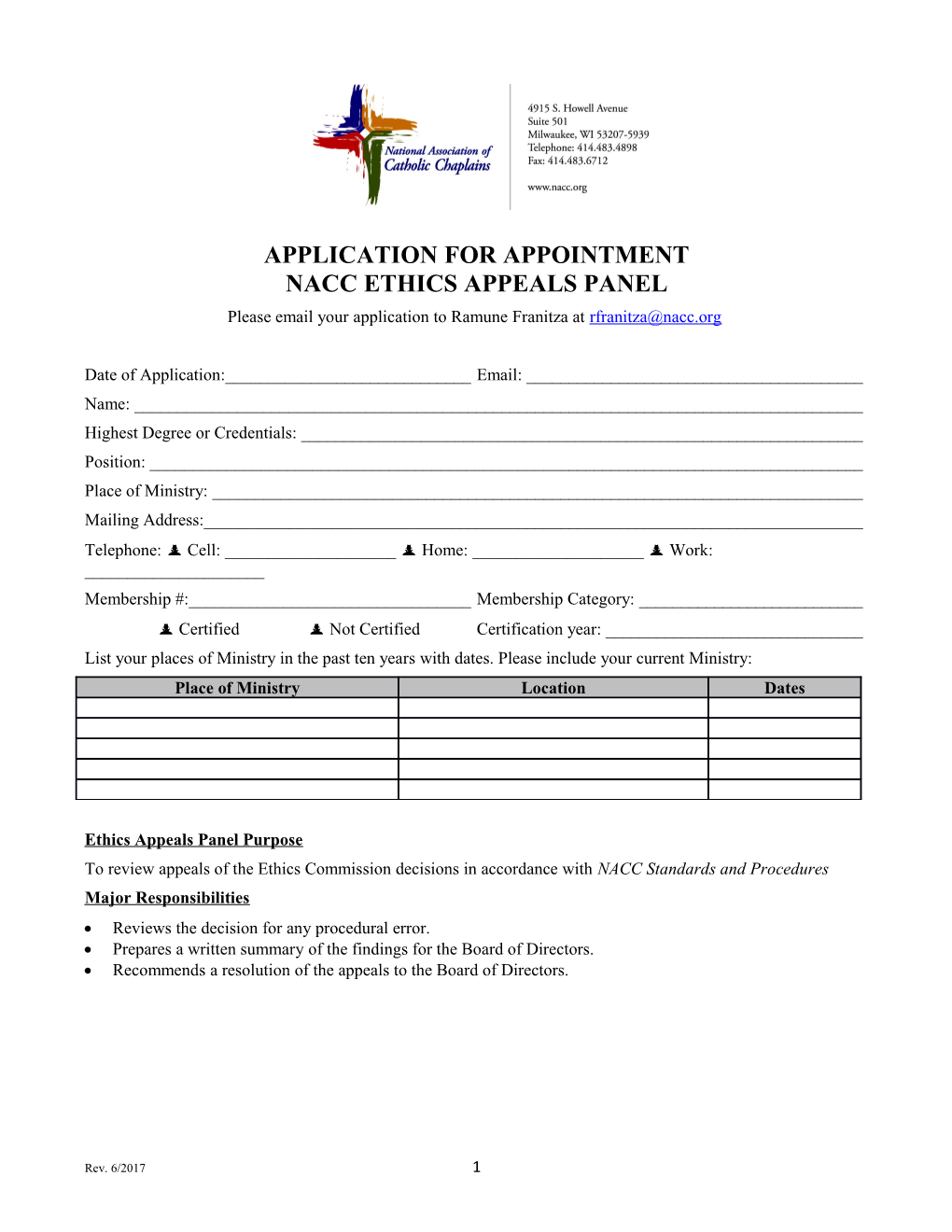 Application for Appointment Nacc Ethicsappeals Panel