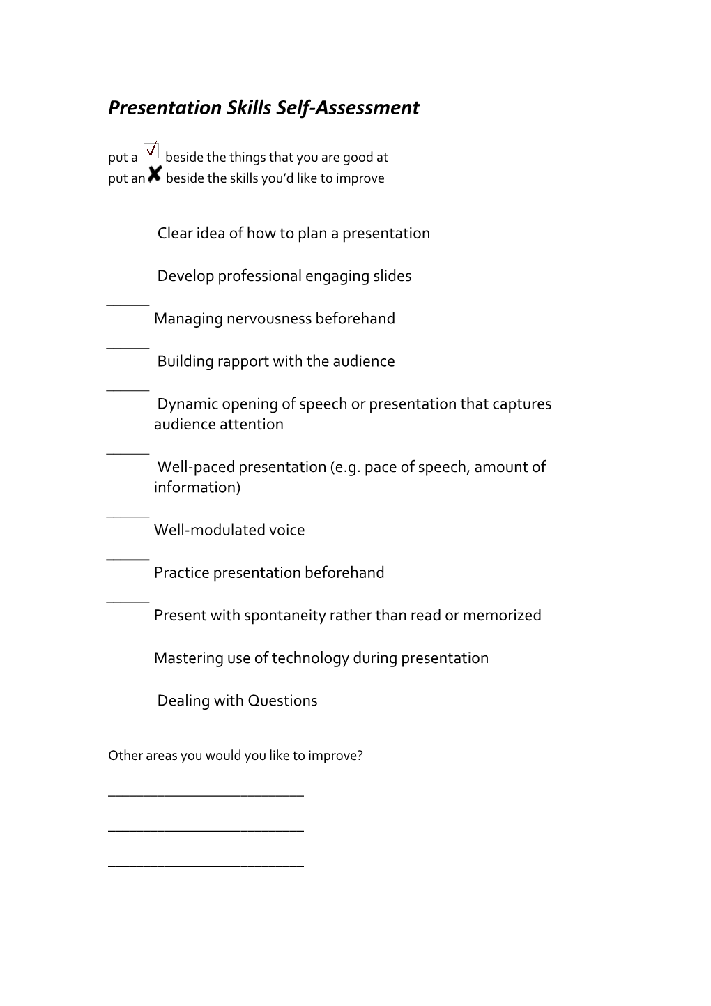 Presentation Skills Self-Assessment