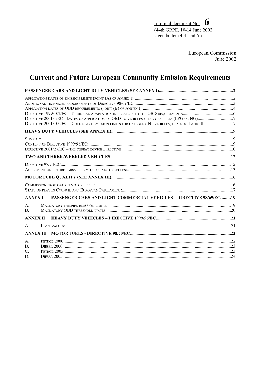 Future European Community Emission Requirements