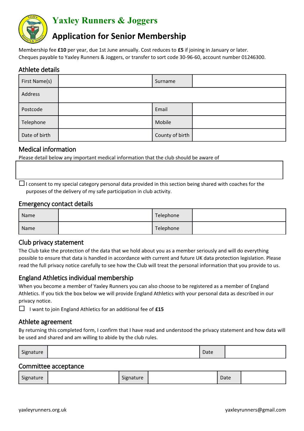 Application for Senior Membership