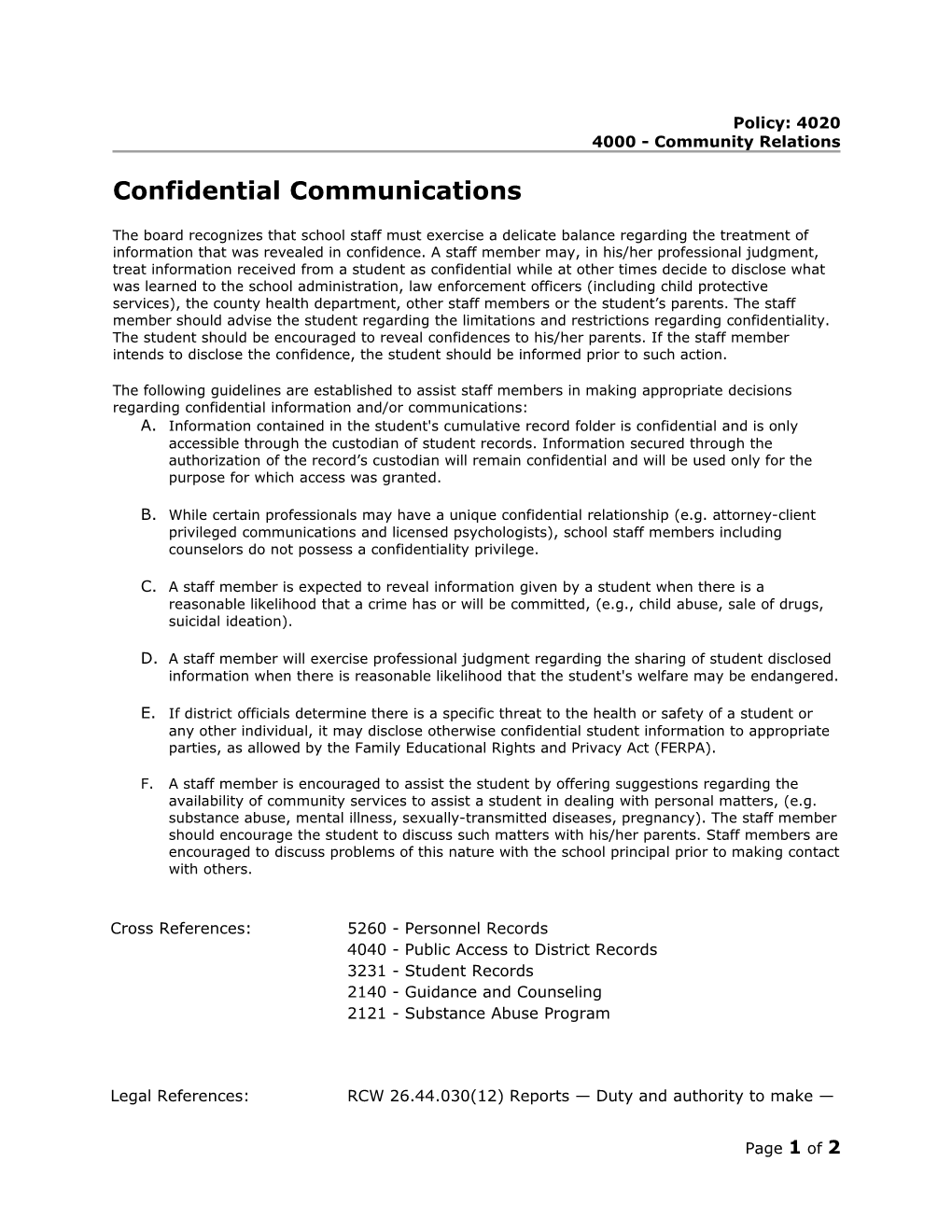 Confidential Communications