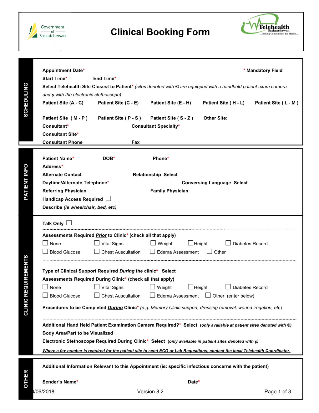 Clinical Booking Form