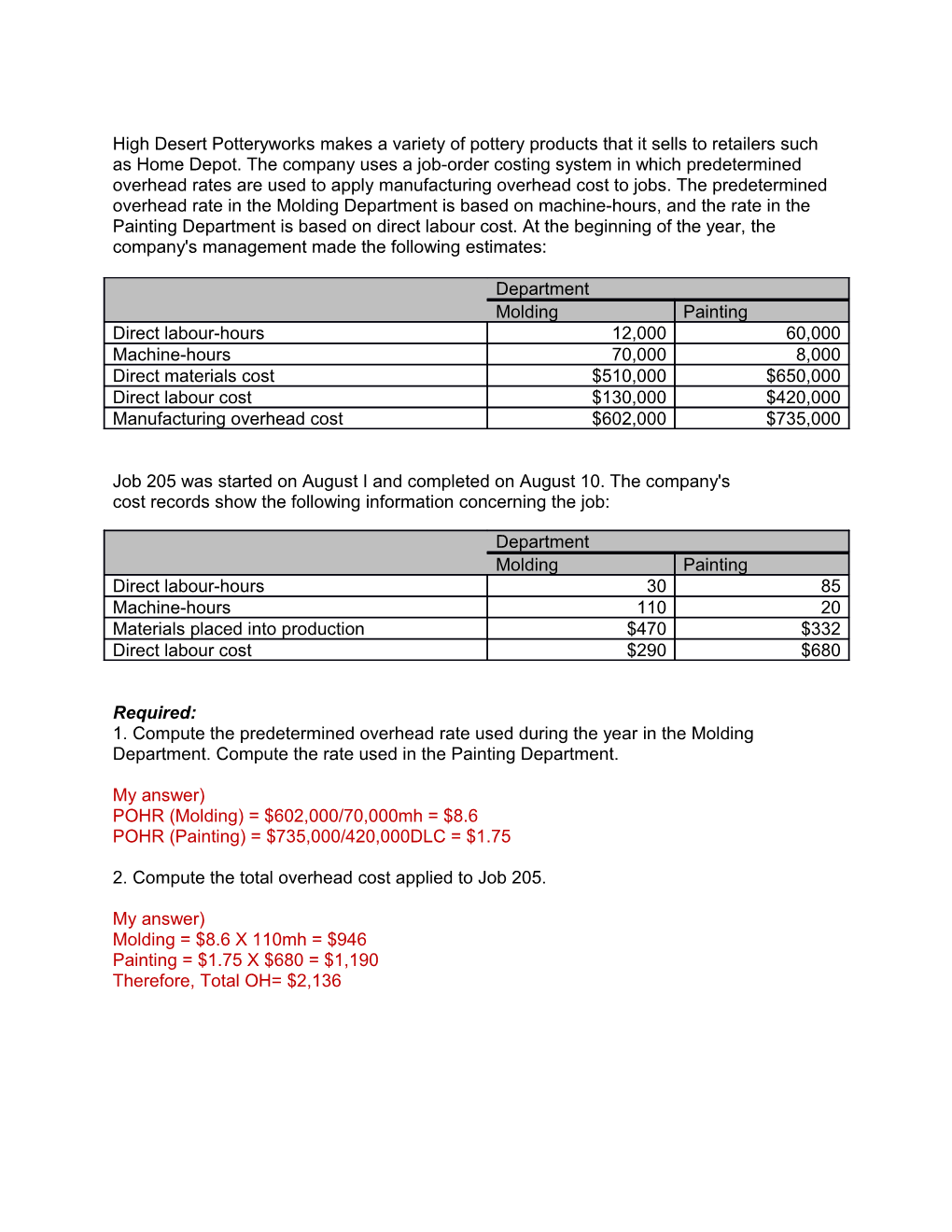 Cost Records Show the Following Information Concerning the Job