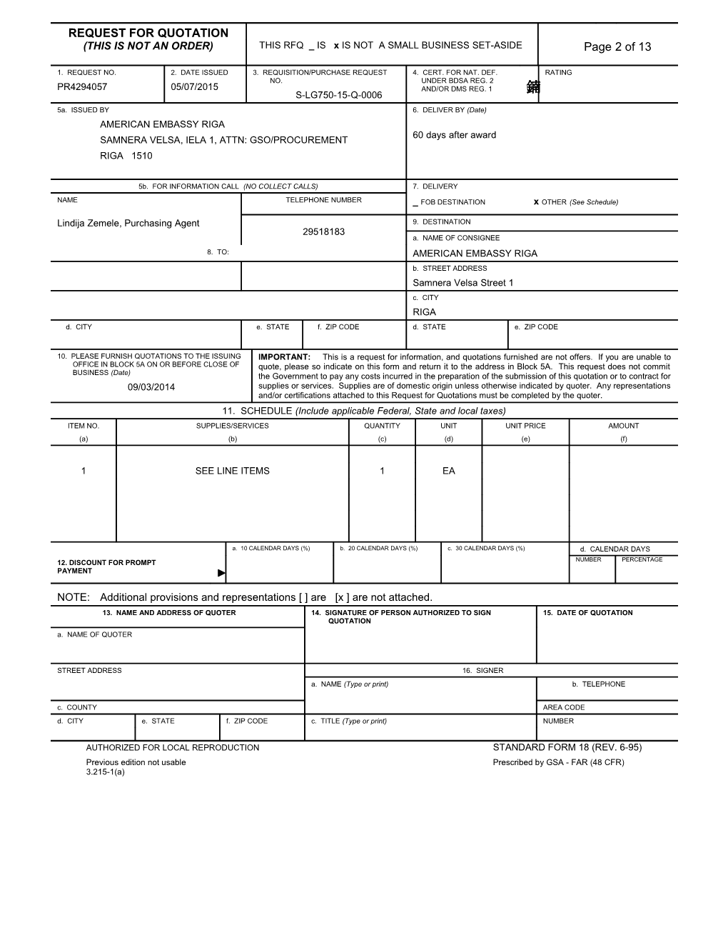 Sample RFP for Commercial Items