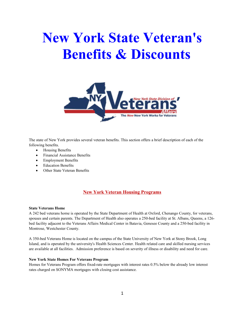 New York State Veteran's Benefits & Discounts