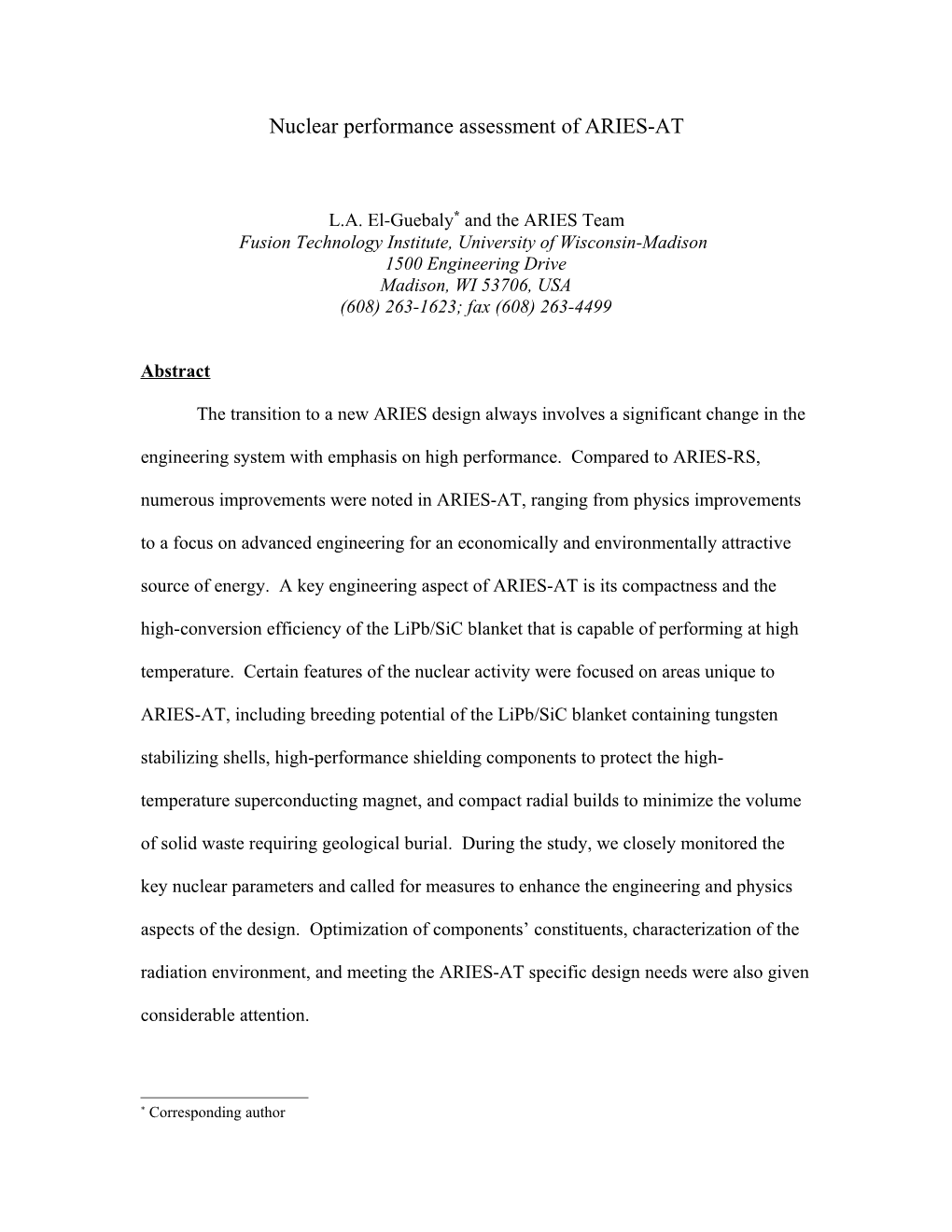 Nuclear Performance Assessment of ARIES-AT