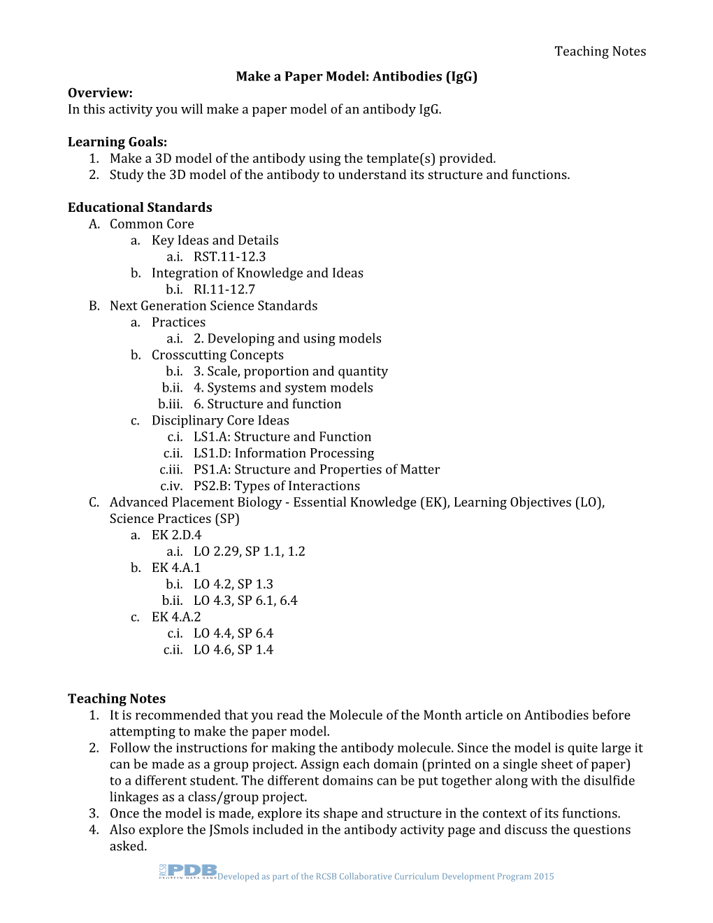 Make a Paper Model: Antibodies(Igg)