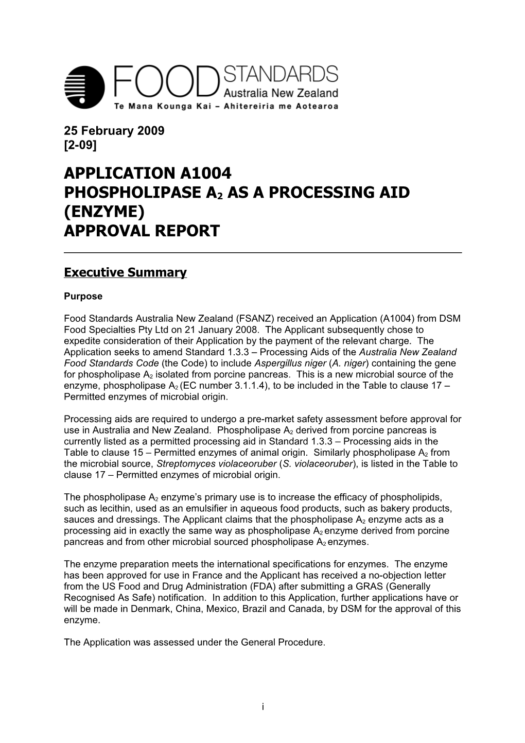 Phospholipase A2as a Processing Aid (Enzyme)