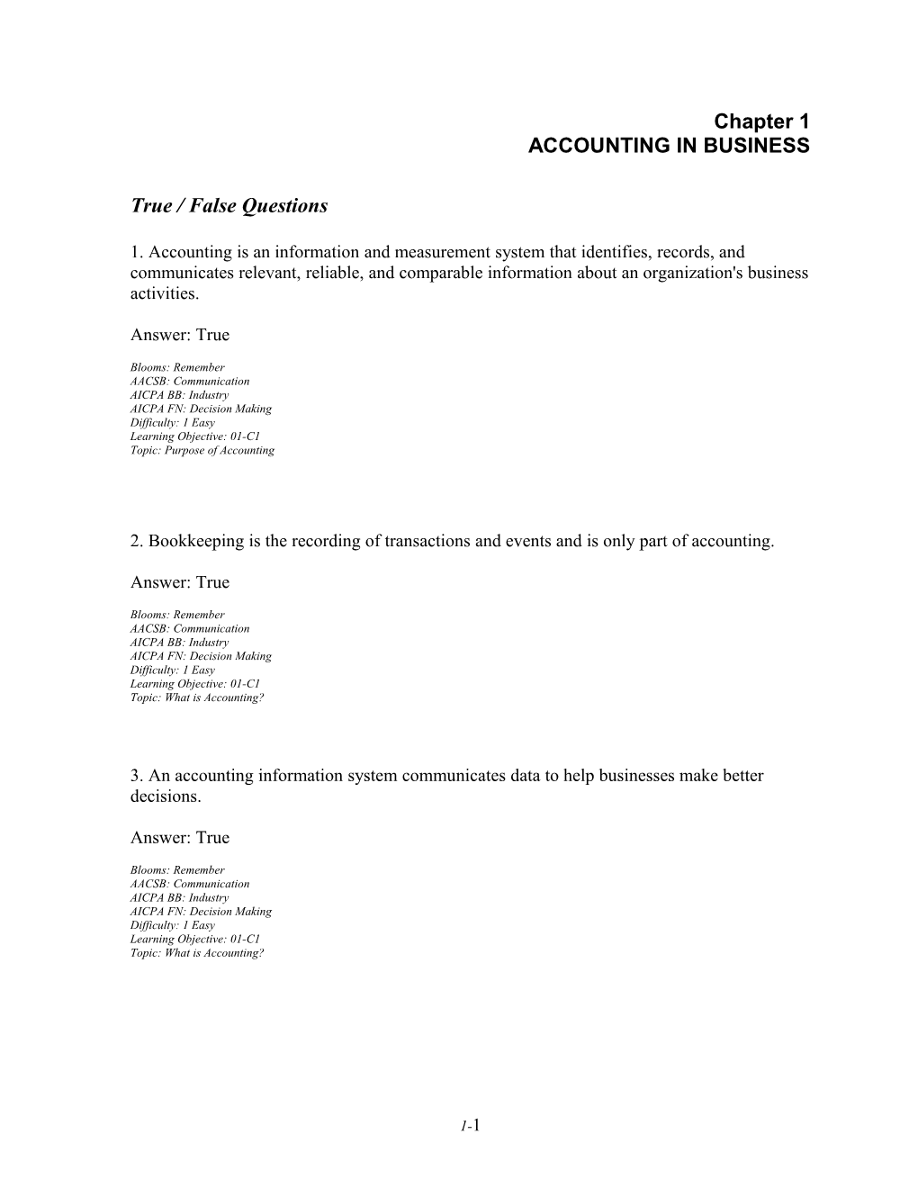 Chapter 001 Accounting in Business