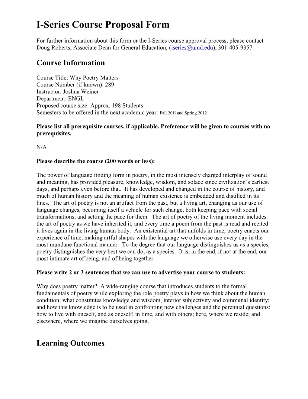 I-Series Course Proposal Form