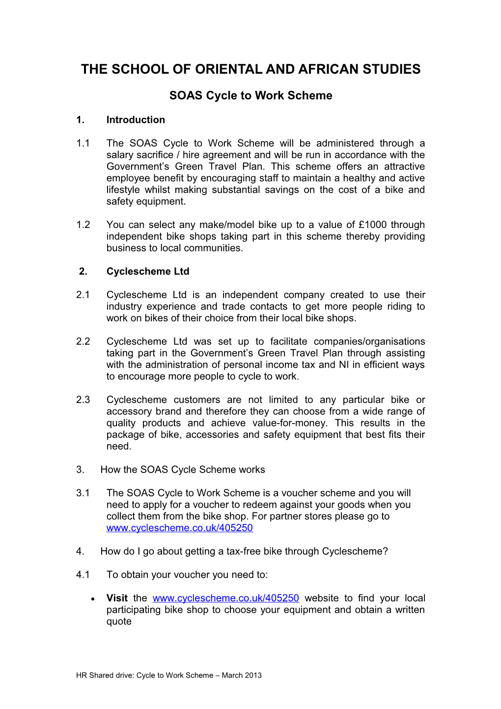 UCL's Cycle Scheme