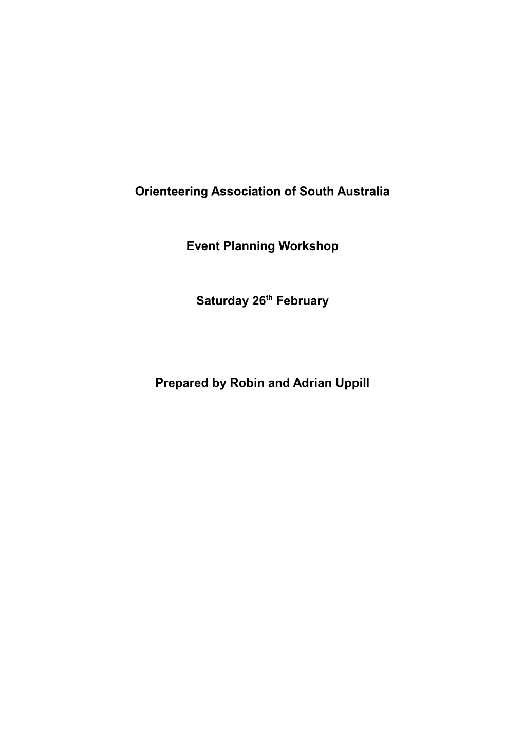Orienteering Association of South Australia