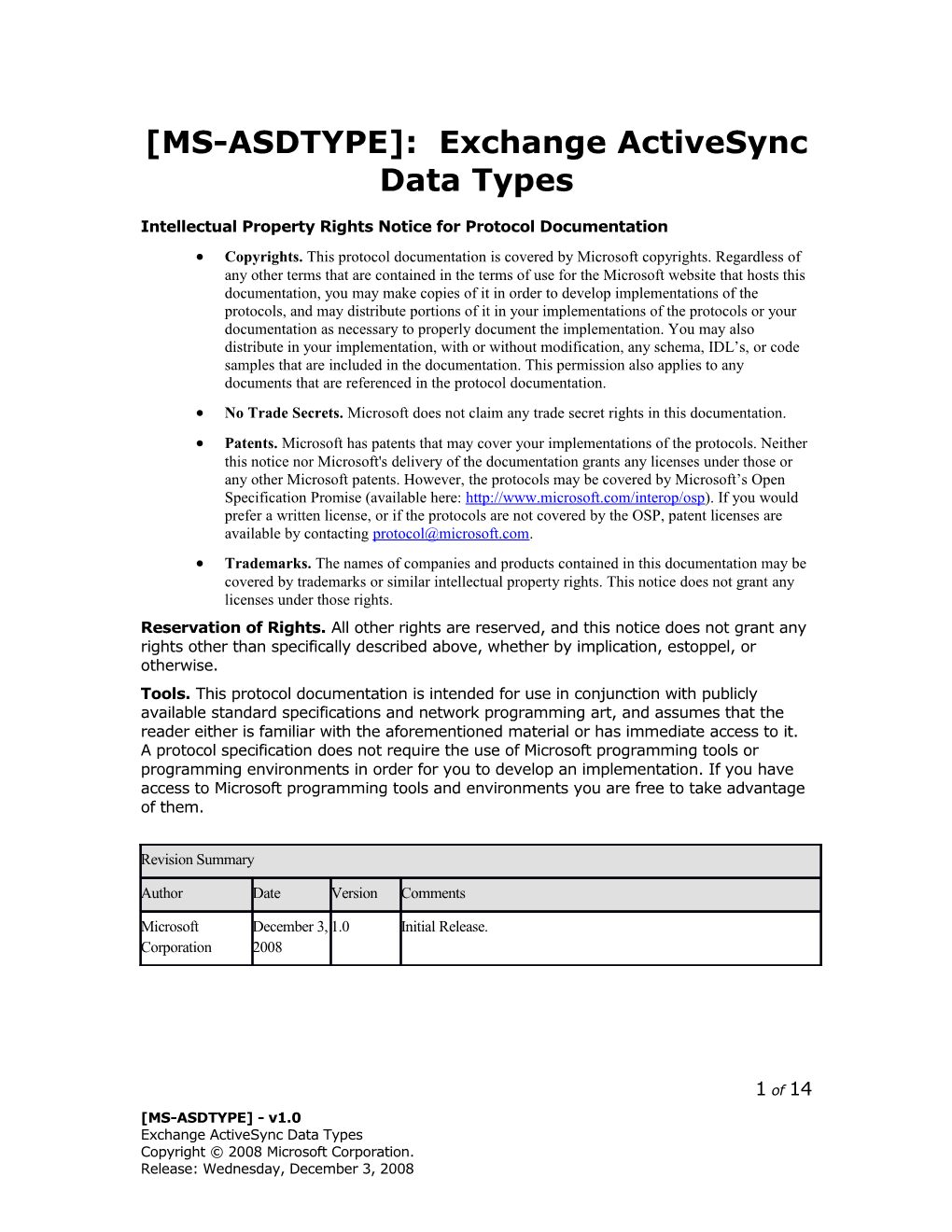 MS-ASDTYPE : Exchange Activesync Data Types